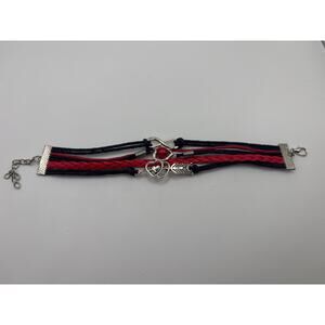 Infinity Love Heart Pearl Friendship Leather Charm Bracelet 7-8” adjustable